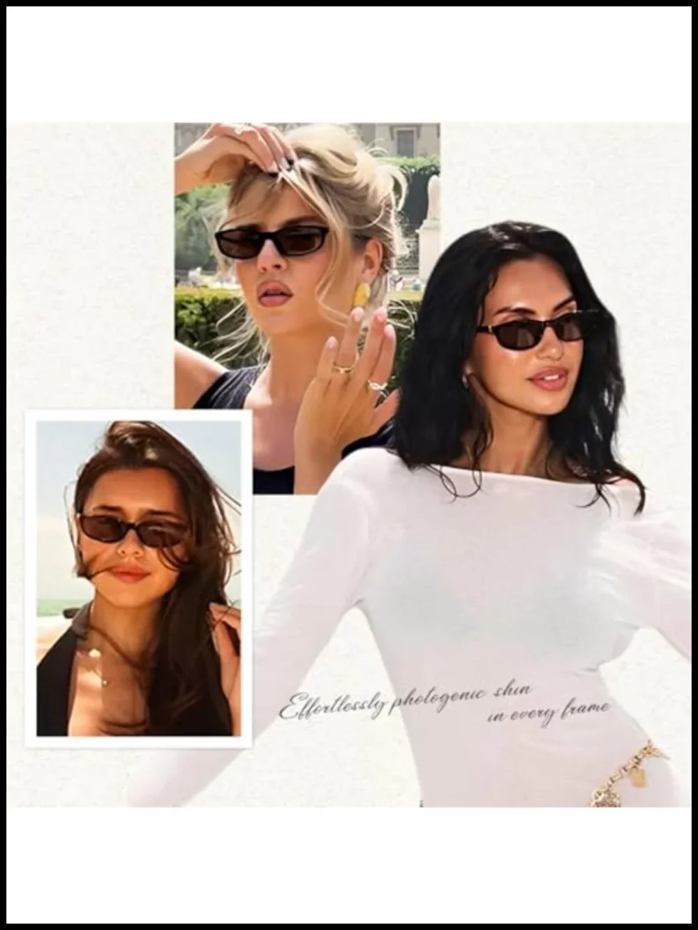 Cat Eye Sunglasses for Women Retro Y2K Narrow Frame with UV400 Protection